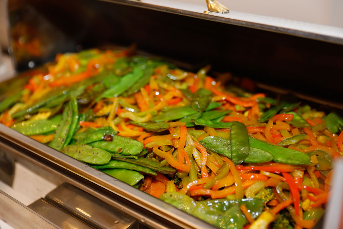 Catering platters laid out for an event